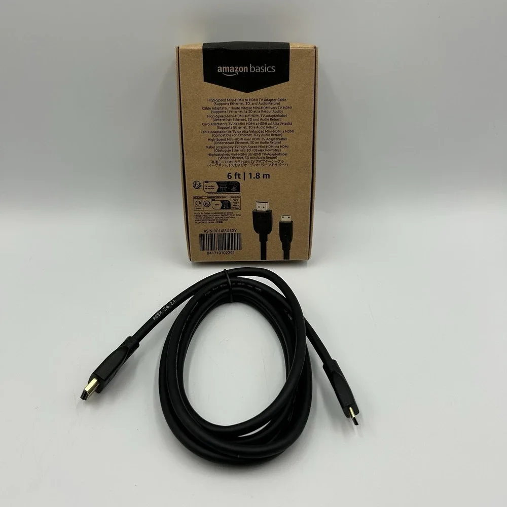 Open Box New Amazon Basics High-Speed Mini-HDMI to HDMI Cable - 6 Feet (7213)‎